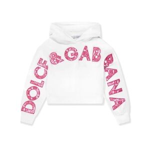 Dolce & Gabbana Kids White Hoodie with Pink Accents